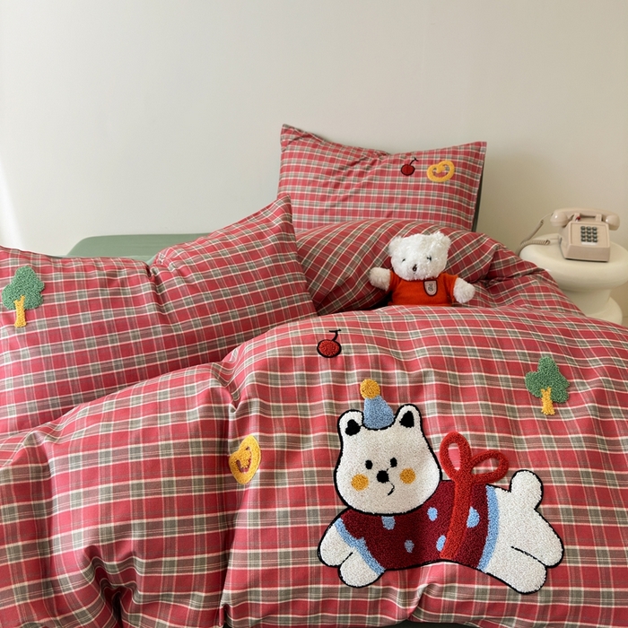 91家纺网 家纺一手货源 找家纺 锦觅 2025秋冬A类数码印花全棉纯棉磨毛绣花保暖四件套 喜气洋洋