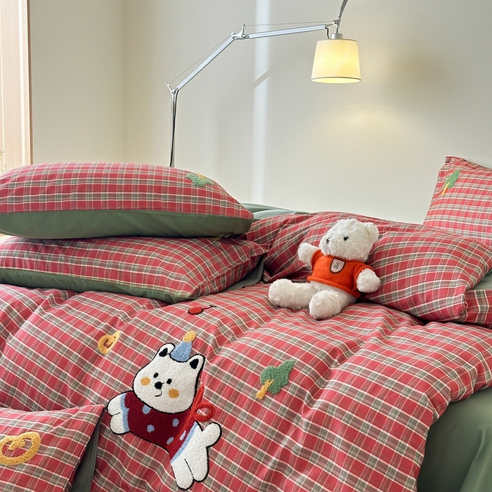 91家纺网 家纺一手货源 找家纺 锦觅 2025秋冬A类数码印花全棉纯棉磨毛绣花保暖四件套 喜气洋洋