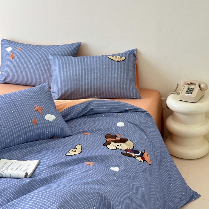 91家纺网 家纺一手货源 找家纺 锦觅 2025秋冬A类数码印花全棉纯棉磨毛绣花保暖四件套 星河万里