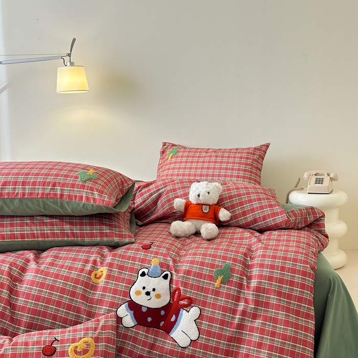 91家纺网 家纺一手货源 找家纺 锦觅 2025秋冬A类数码印花全棉纯棉磨毛绣花保暖四件套 喜气洋洋