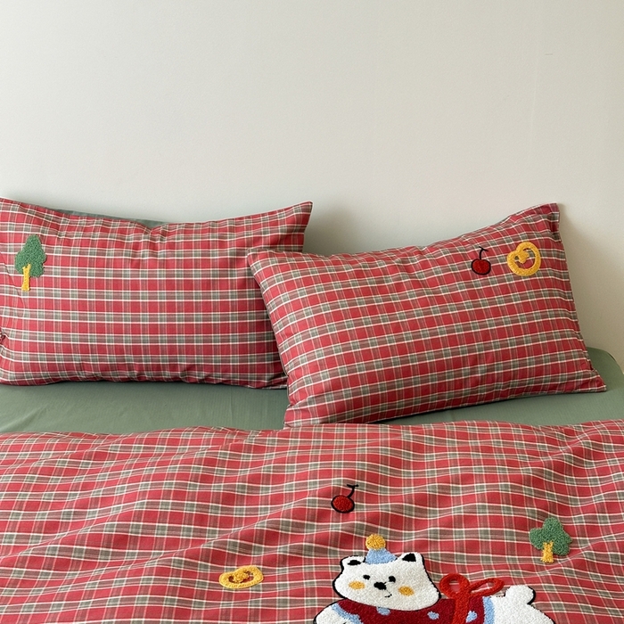 91家纺网 家纺一手货源 找家纺 锦觅 2025秋冬A类数码印花全棉纯棉磨毛绣花保暖四件套 喜气洋洋