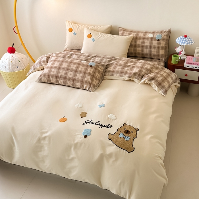 锦觅 2025秋冬A类数码印花全棉纯棉磨毛绣花保暖四件套 欢乐巴拉