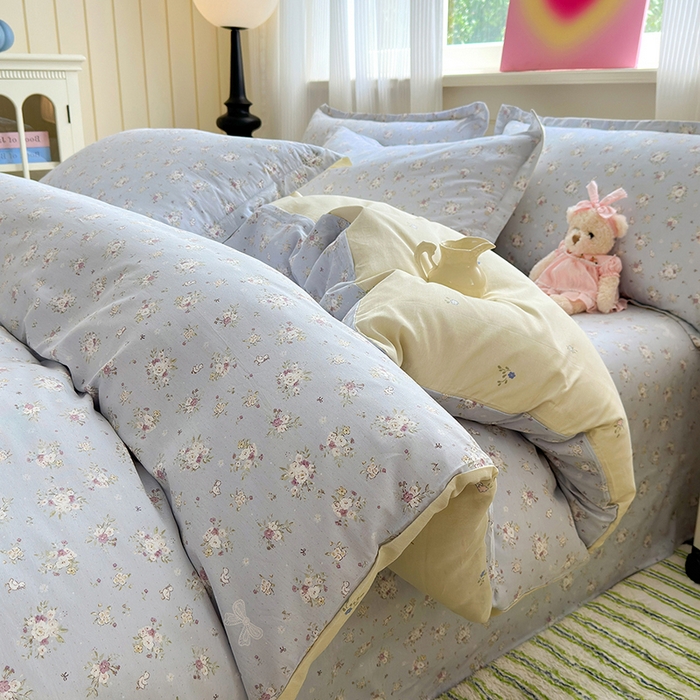 91家纺网 家纺一手货源 找家纺 拾物记 2025新款A类12868全棉纯棉单被套被套单件-提供买家秀和质检报告 浅夏雏菊-灰