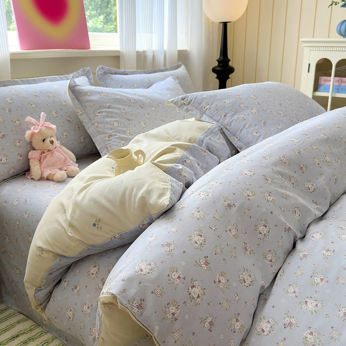 91家纺网 家纺一手货源 找家纺 拾物记 2025新款A类12868全棉纯棉单被套被套单件-提供买家秀和质检报告 浅夏雏菊-灰