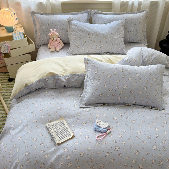 91家纺网 家纺一手货源 找家纺 拾物记 2025新款A类12868全棉纯棉单被套被套单件-提供买家秀和质检报告 浅夏雏菊-灰