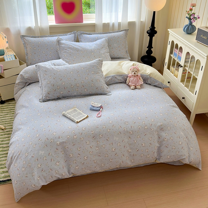 91家纺网 家纺一手货源 找家纺 拾物记 2025新款A类12868全棉纯棉单被套被套单件-提供买家秀和质检报告 浅夏雏菊-灰