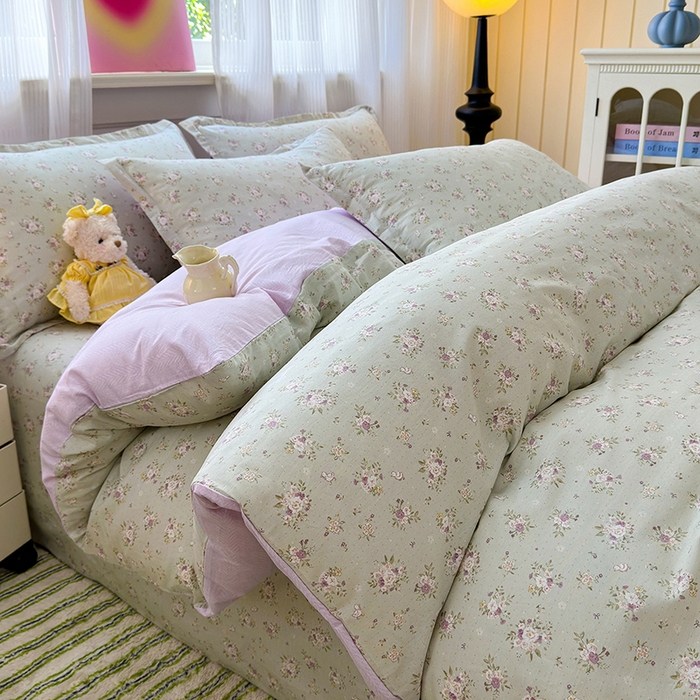 拾物记 2025新款A类12868全棉纯棉单被套被套单件-提供买家秀和质检报告 浅夏雏菊-绿