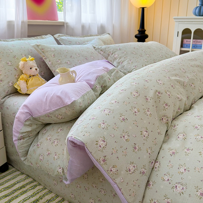 91家纺网 家纺一手货源 找家纺 拾物记 2025新款A类12868全棉纯棉单被套被套单件-提供买家秀和质检报告 浅夏雏菊-绿