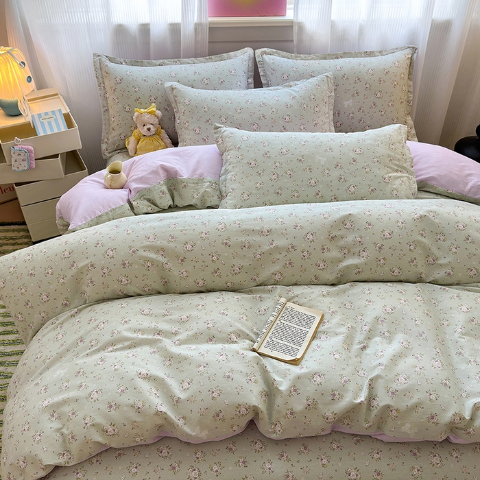 91家纺网 家纺一手货源 找家纺 拾物记 2025新款A类12868全棉纯棉单被套被套单件-提供买家秀和质检报告 浅夏雏菊-绿