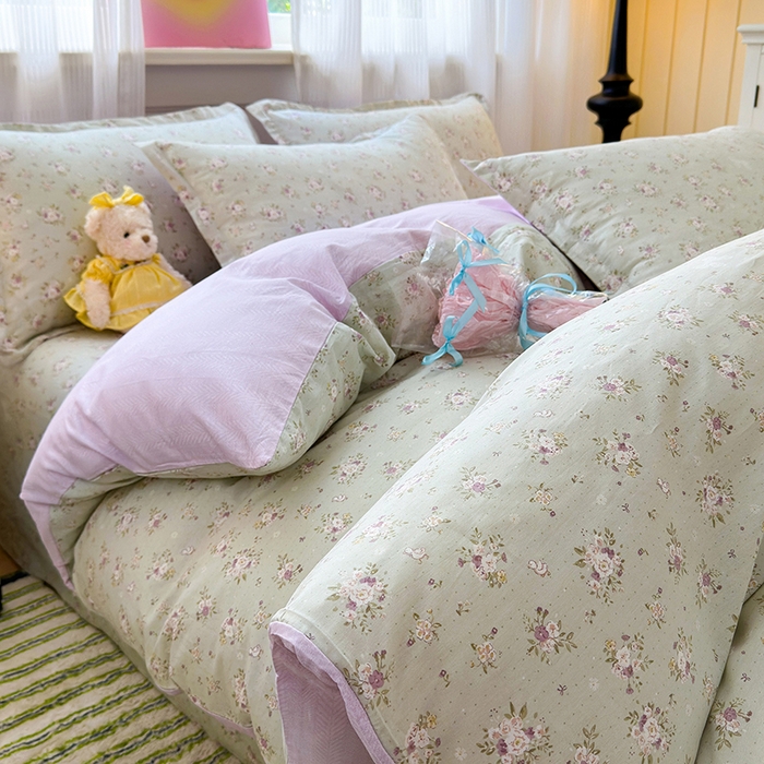 91家纺网 家纺一手货源 找家纺 拾物记 2025新款A类12868全棉纯棉单被套被套单件-提供买家秀和质检报告 浅夏雏菊-绿