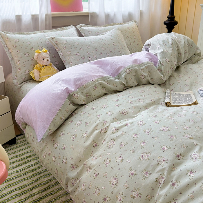 91家纺网 家纺一手货源 找家纺 拾物记 2025新款A类12868全棉纯棉单被套被套单件-提供买家秀和质检报告 浅夏雏菊-绿