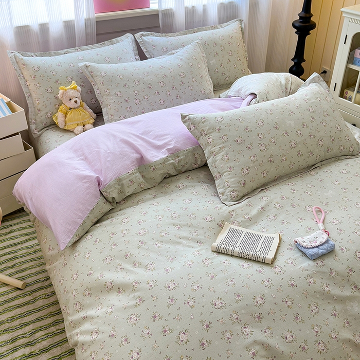 91家纺网 家纺一手货源 找家纺 拾物记 2025新款A类12868全棉纯棉单被套被套单件-提供买家秀和质检报告 浅夏雏菊-绿