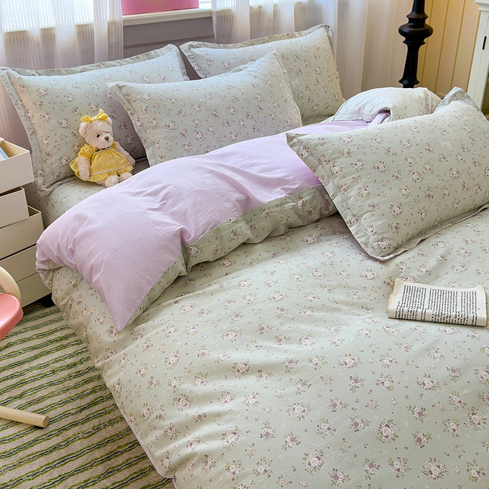 91家纺网 家纺一手货源 找家纺 拾物记 2025新款A类12868全棉纯棉单被套被套单件-提供买家秀和质检报告 浅夏雏菊-绿