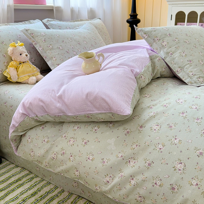 91家纺网 家纺一手货源 找家纺 拾物记 2025新款A类12868全棉纯棉单被套被套单件-提供买家秀和质检报告 浅夏雏菊-绿