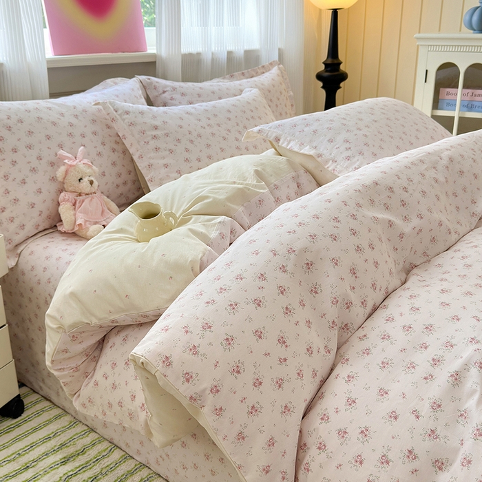 91家纺网 家纺一手货源 找家纺 拾物记 2025新款A类12868全棉纯棉单被套被套单件-提供买家秀和质检报告 疏影梦境-粉