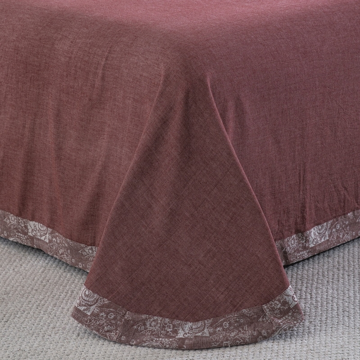 91家纺网 家纺一手货源 找家纺 鲁爱家纺供货 2025新款全棉色织提花四件套  兰亭序-豆沙