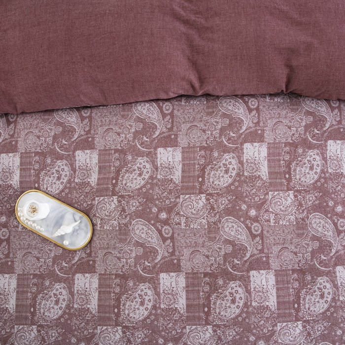 91家纺网 家纺一手货源 找家纺 鲁爱家纺供货 2025新款全棉色织提花四件套  兰亭序-豆沙