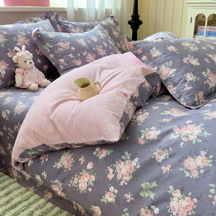 91家纺网 家纺一手货源 找家纺 拾物记 2025新款A类12868全棉纯棉单被套被套单件-提供买家秀和质检报告 幸福花儿-紫