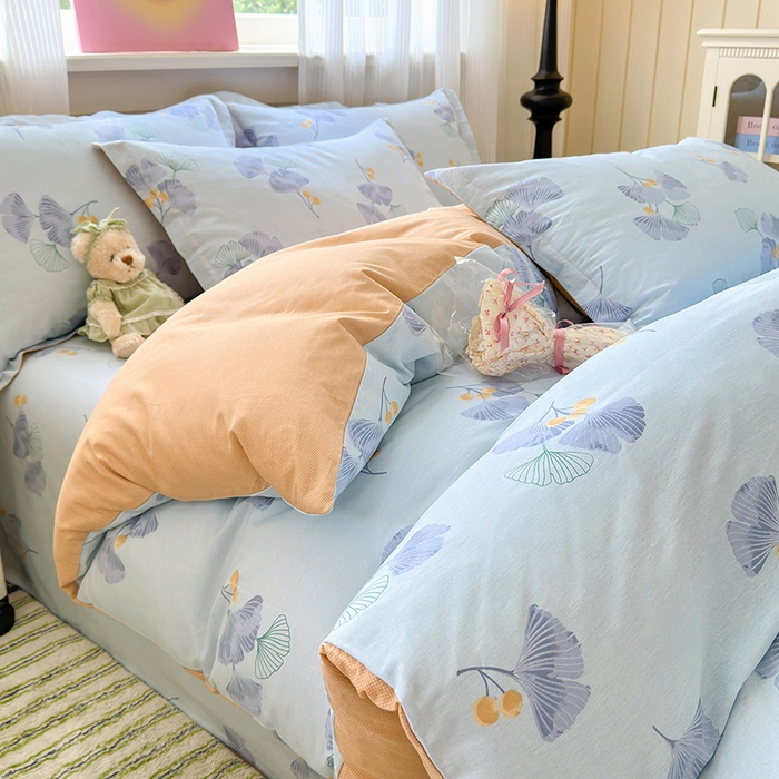 91家纺网 家纺一手货源 找家纺 拾物记 2025新款A类12868全棉纯棉单被套被套单件-提供买家秀和质检报告 银杏叶