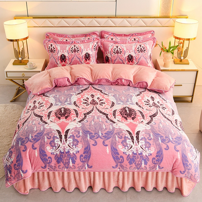 91家纺网 家纺一手货源 找家纺 曼尼家纺 2025新款7斤高克重牛奶绒四件套 豆蔻