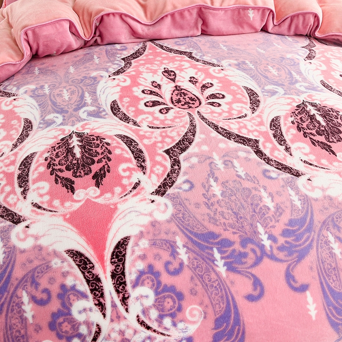 91家纺网 家纺一手货源 找家纺 曼尼家纺 2025新款7斤高克重牛奶绒四件套 豆蔻