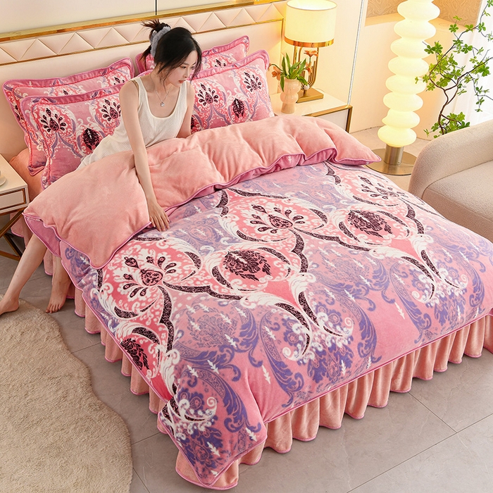 曼尼家纺 2025新款7斤高克重牛奶绒四件套 豆蔻