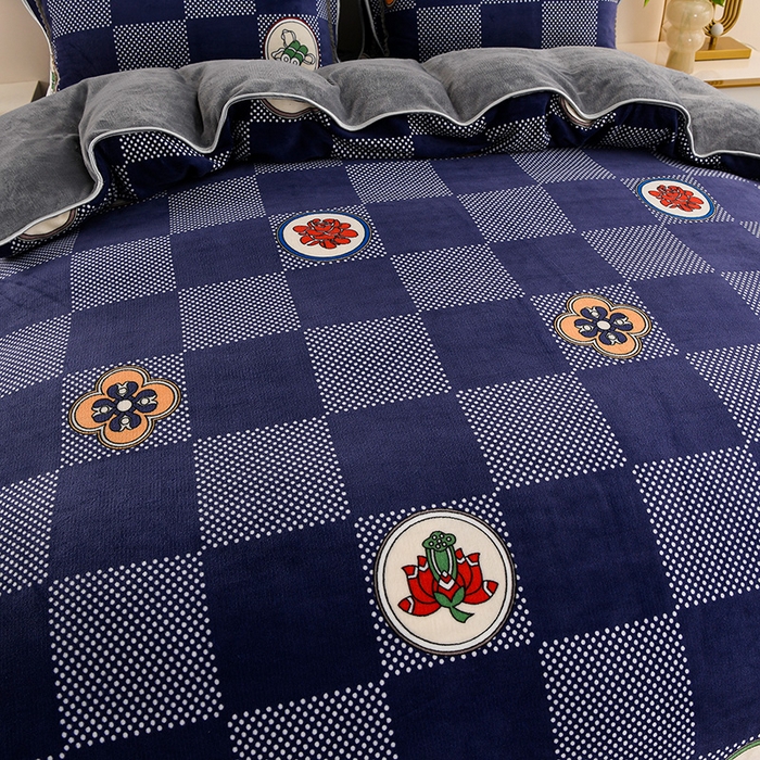 91家纺网 家纺一手货源 找家纺 曼尼家纺 2025新款7斤高克重牛奶绒四件套 多宝阁