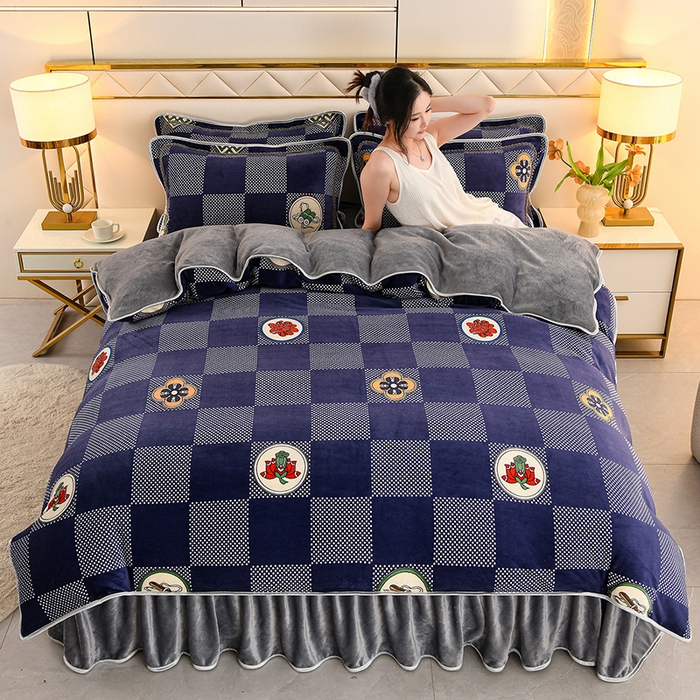 91家纺网 家纺一手货源 找家纺 曼尼家纺 2025新款7斤高克重牛奶绒四件套 多宝阁