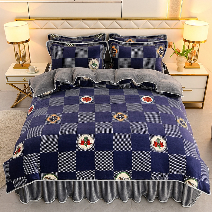 91家纺网 家纺一手货源 找家纺 曼尼家纺 2025新款7斤高克重牛奶绒四件套 多宝阁