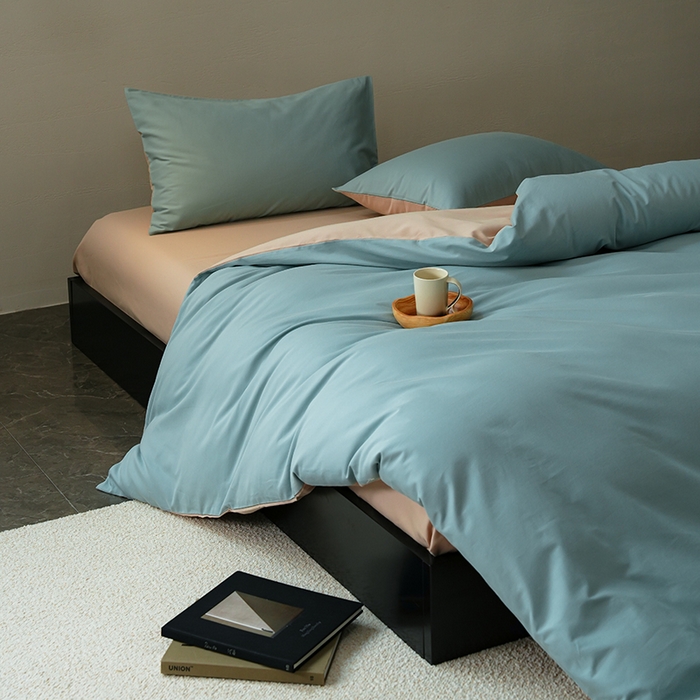 91家纺网 家纺一手货源 找家纺 启航家居 2025新款全棉纯棉磨毛纯色四件套 蓝黛