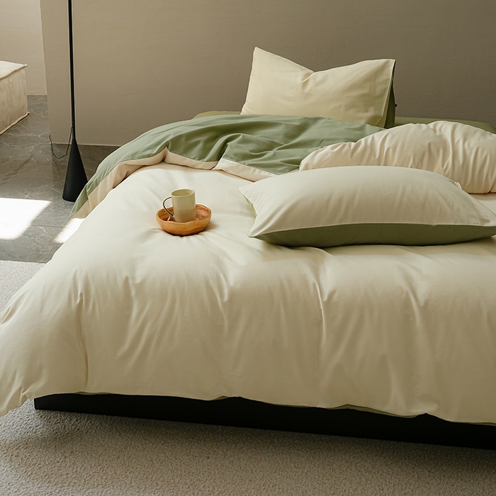 91家纺网 家纺一手货源 找家纺 启航家居 2025新款全棉纯棉磨毛纯色四件套 林昔