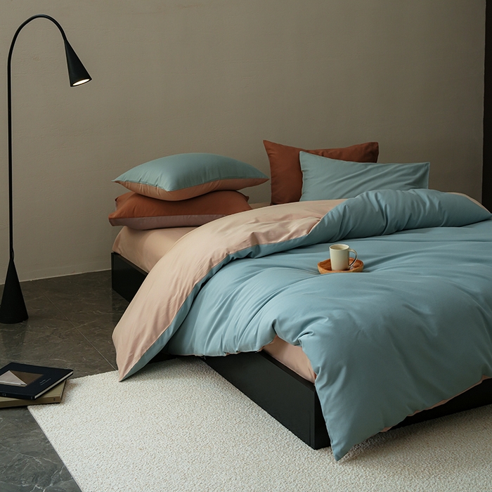 91家纺网 家纺一手货源 找家纺 启航家居 2025新款全棉纯棉磨毛纯色四件套 蓝黛