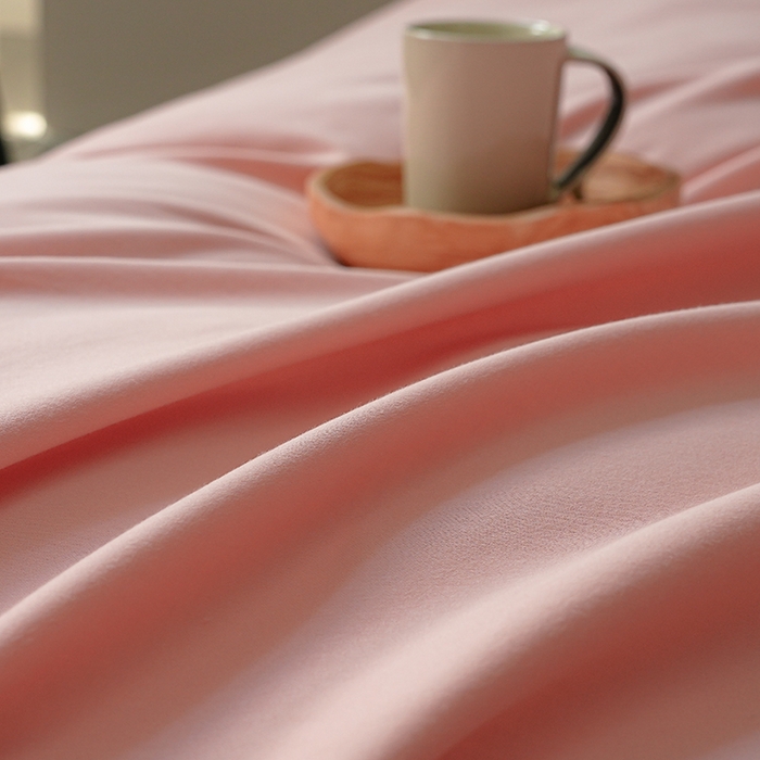 91家纺网 家纺一手货源 找家纺 启航家居 2025新款全棉纯棉磨毛纯色四件套 粉恋