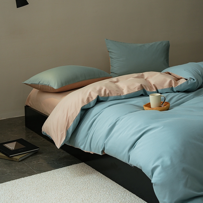 91家纺网 家纺一手货源 找家纺 启航家居 2025新款全棉纯棉磨毛纯色四件套 蓝黛