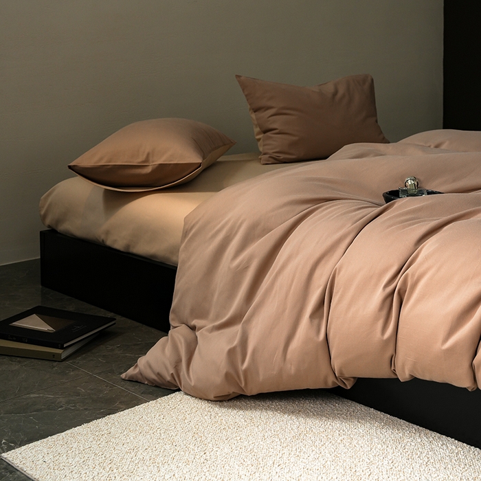 91家纺网 家纺一手货源 找家纺 启航家居 2025新款全棉纯棉磨毛纯色四件套 莫百草