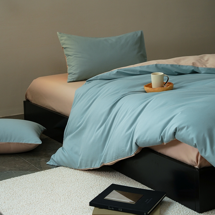 91家纺网 家纺一手货源 找家纺 启航家居 2025新款全棉纯棉磨毛纯色四件套 蓝黛