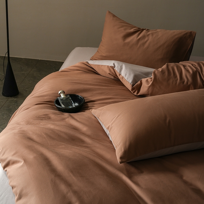启航家居 2025新款全棉纯棉磨毛纯色四件套 桦茶