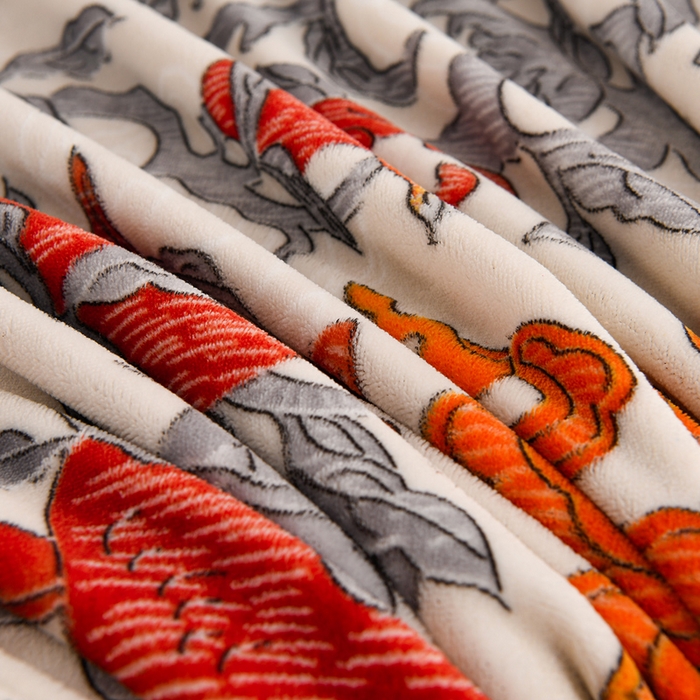 91家纺网 家纺一手货源 找家纺 曼尼家纺 2025新款7斤高克重牛奶绒四件套 年年有鱼