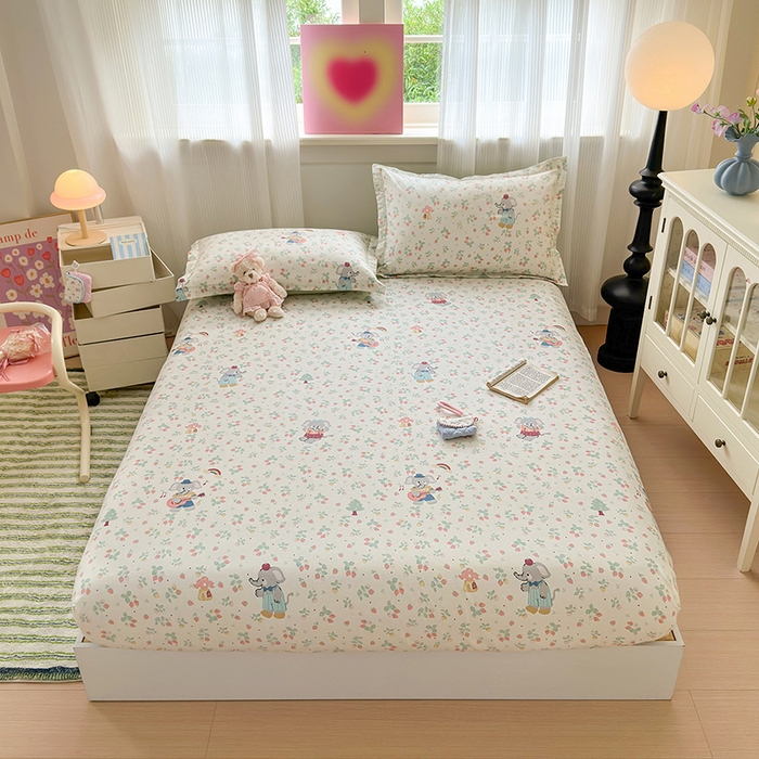 91家纺网 家纺一手货源 找家纺 拾物记 2025新款A类12868全棉纯棉单床笠床笠单件-提供买家秀和质检报告 弹唱小象