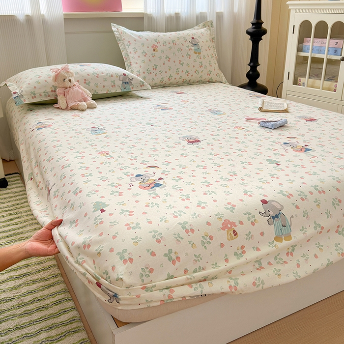 91家纺网 家纺一手货源 找家纺 拾物记 2025新款A类12868全棉纯棉单床笠床笠单件-提供买家秀和质检报告 弹唱小象