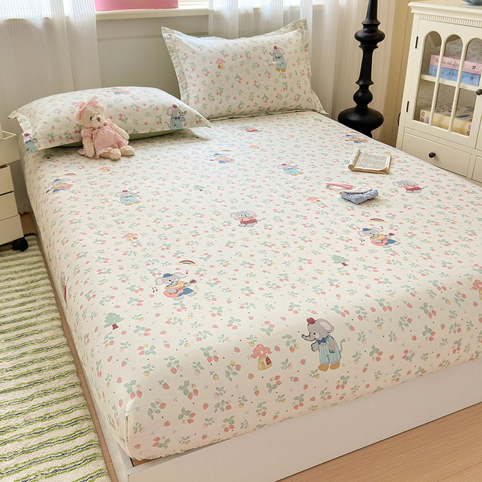 91家纺网 家纺一手货源 找家纺 拾物记 2025新款A类12868全棉纯棉单床笠床笠单件-提供买家秀和质检报告 弹唱小象