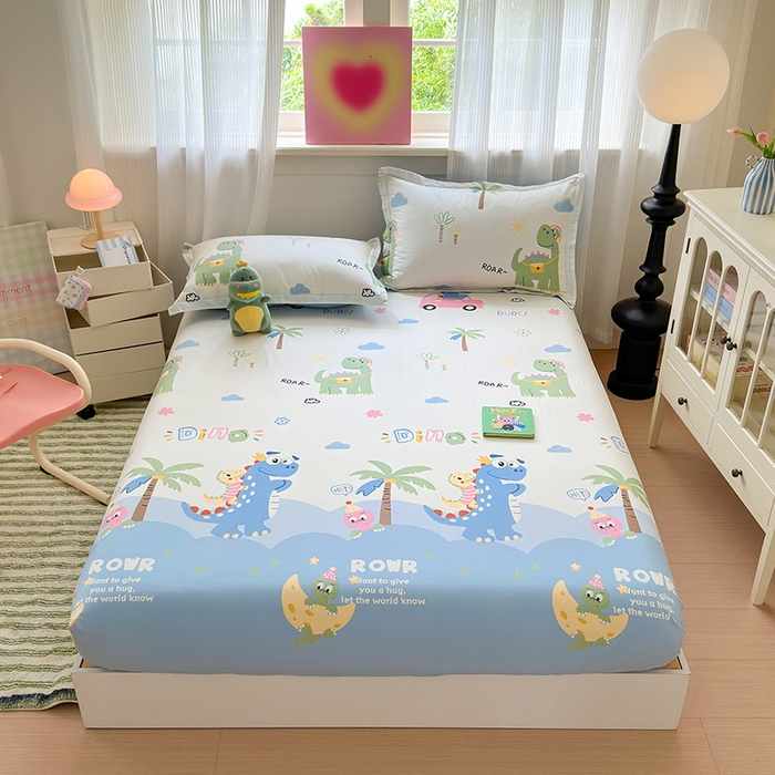 拾物记 2025新款A类12868全棉纯棉单床笠床笠单件-提供买家秀和质检报告 度假恐龙