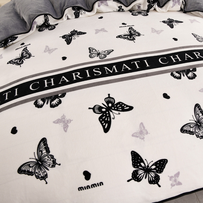 91家纺网 家纺一手货源 找家纺 曼尼家纺 2025新款7斤高克重牛奶绒四件套 幻蝶