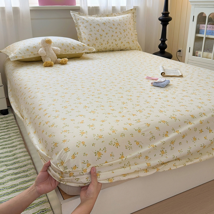 91家纺网 家纺一手货源 找家纺 拾物记 2025新款A类12868全棉纯棉单床笠床笠单件-提供买家秀和质检报告 故事小黄花