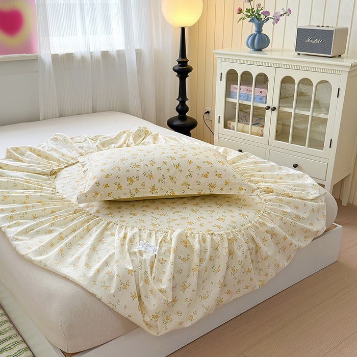 91家纺网 家纺一手货源 找家纺 拾物记 2025新款A类12868全棉纯棉单床笠床笠单件-提供买家秀和质检报告 故事小黄花