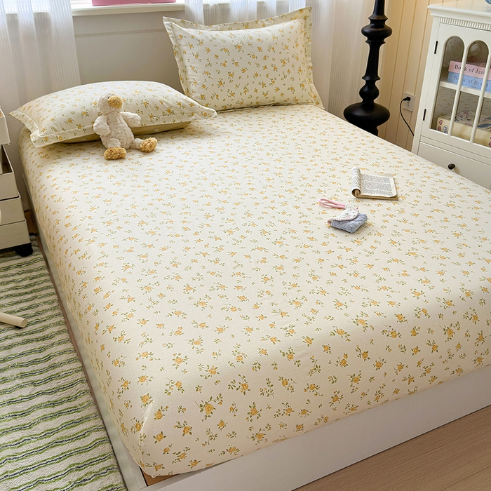 91家纺网 家纺一手货源 找家纺 拾物记 2025新款A类12868全棉纯棉单床笠床笠单件-提供买家秀和质检报告 故事小黄花