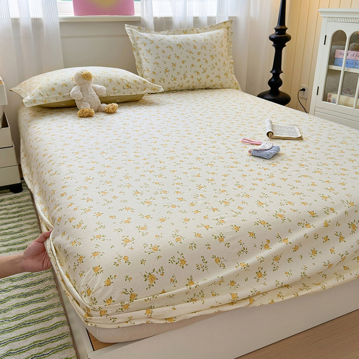 91家纺网 家纺一手货源 找家纺 拾物记 2025新款A类12868全棉纯棉单床笠床笠单件-提供买家秀和质检报告 故事小黄花