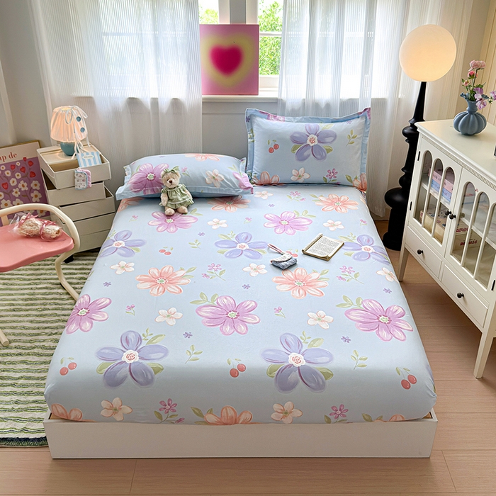 拾物记 2025新款A类12868全棉纯棉单床笠床笠单件-提供买家秀和质检报告 蓝花芷