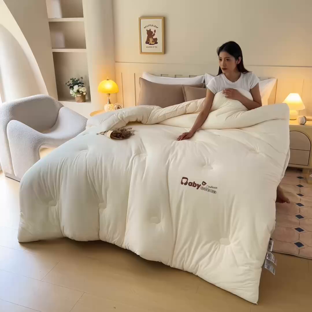 91家纺网 家纺一手货源 找家纺 （总）亿莱鑫 2025新款秋冬A婴儿绒针织棉肌肤被被子被芯冬被