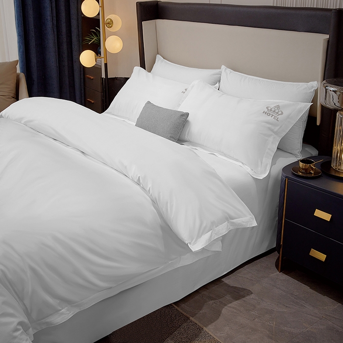 91家纺网 家纺一手货源 找家纺 啊雅家居 2025新款欧式绣花加厚酒店民宿磨毛绣花四件套 皇冠酒店